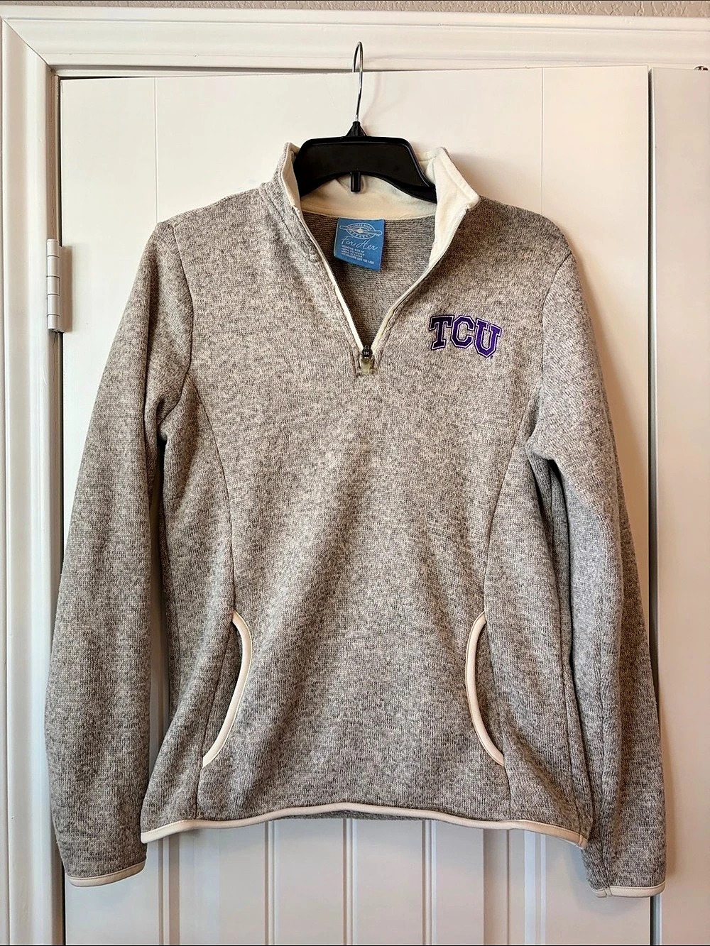 Charles River Apparel TCU Quarter-Zip Pullover Gray & Purple Medium